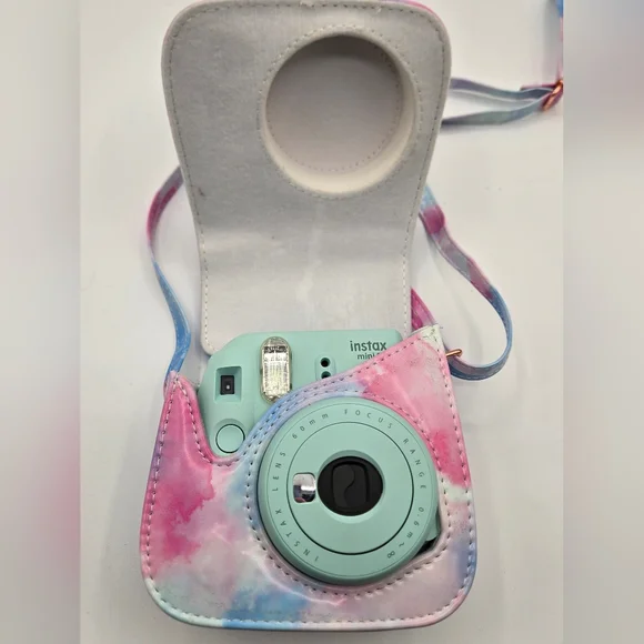 INSTAX Mini Instant Camera Watercolor Tie-Dye Case Mint Green Pink Blue - Picture 2 of 7